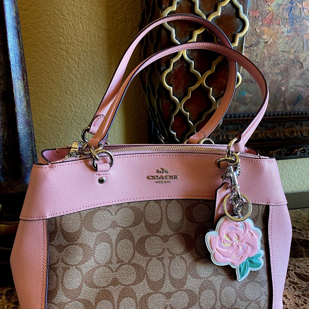 Brand New Coach Pink Leather and Canvas Purse